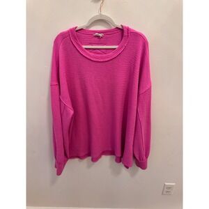 Perch‎ by Blu Pepper Waffle Knit Pullover Top Comfy Oversized 3X